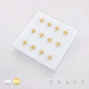 DIMENSIONAL CZ NORTHERN STAR POLISH 316L SURGICAL STEEL L-SHAPE NOSE BOX
